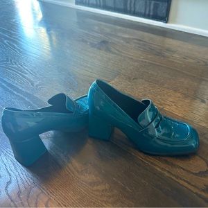 Teal-blue Nine West platform loafer heels(worn once)